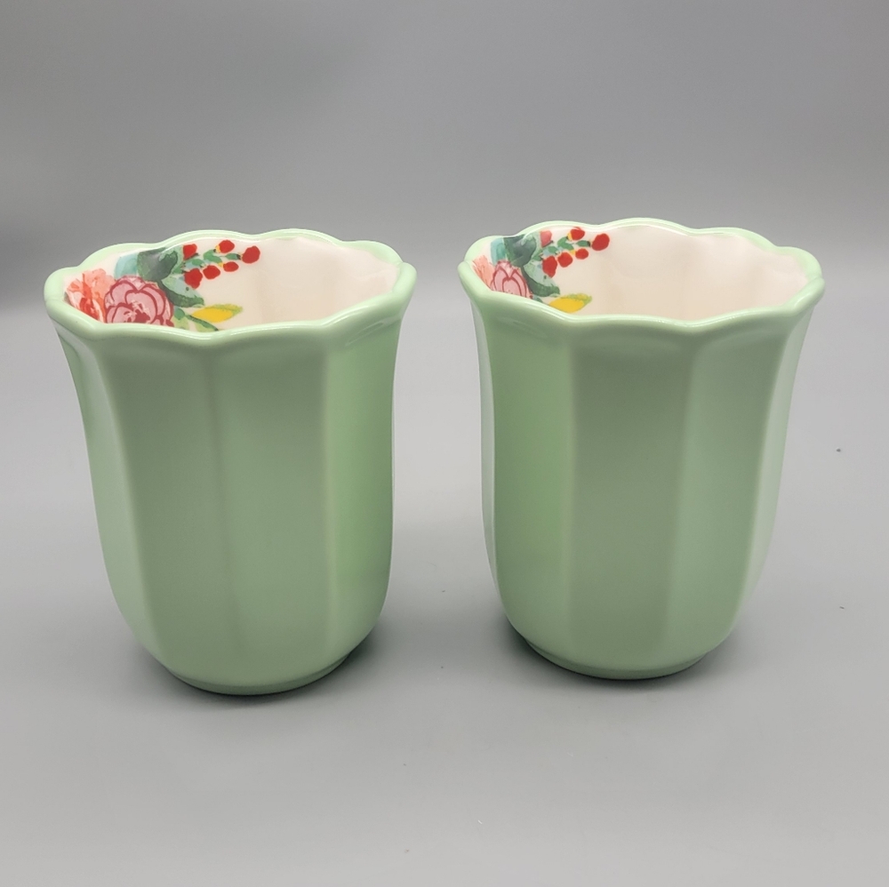 Pioneer Woman Jade Jadeite Coffee Mug Set Of 2 Painted Meadow - Picture 6 of 7